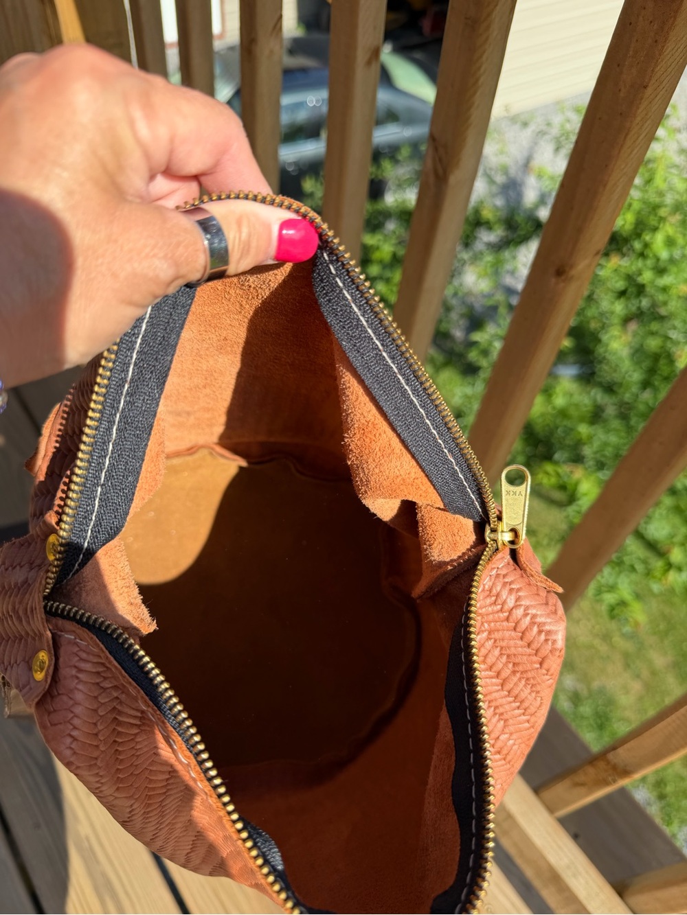 Woven Terracotta Crossbody Bag with Adjustable Strap - Picture 5 of 5